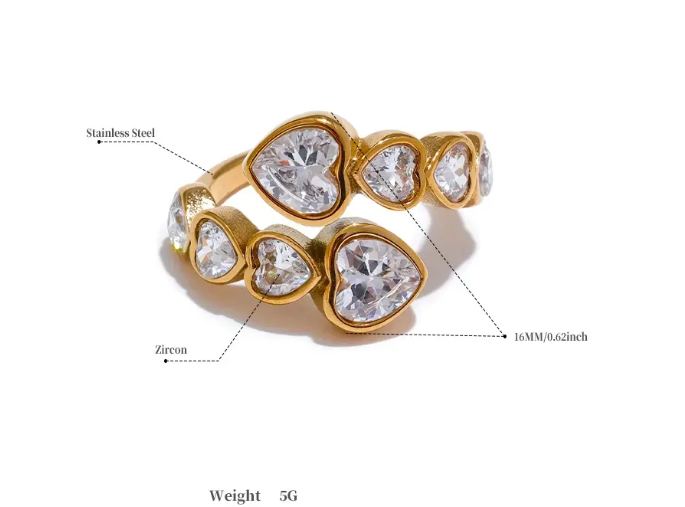 BECKY HEART CLUSTER RING